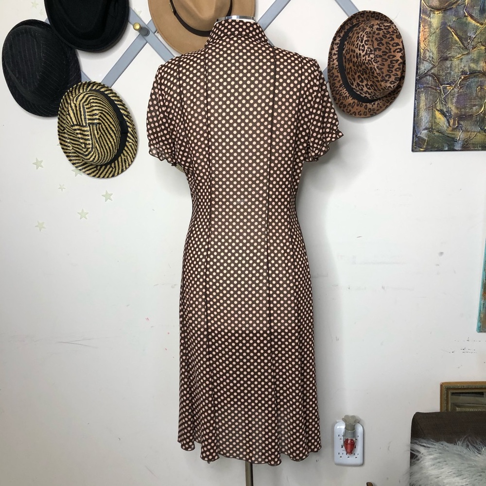 Sandra Darren peach and brown polkadot dress - Picture 3 of 6